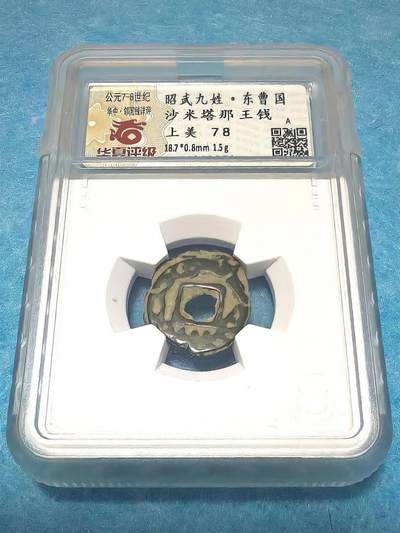 3月27日 🌏全球币章 - 稀少品:公元7-8世纪 昭武九姓 东曹国 沙米塔那王钱 华夏评级-上美78（开放盒）