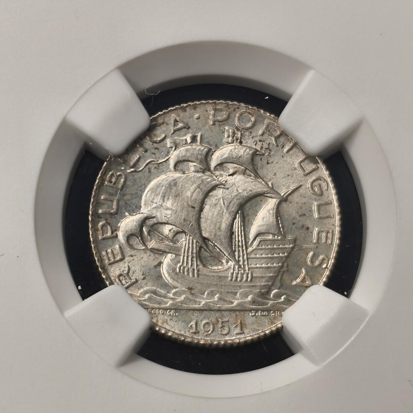 Krab外币市集Vol.28 NGC MS64 葡萄牙1951年2.5埃斯库多银币