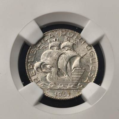 Krab外币市集Vol.28 - NGC MS64 葡萄牙1951年2.5埃斯库多银币