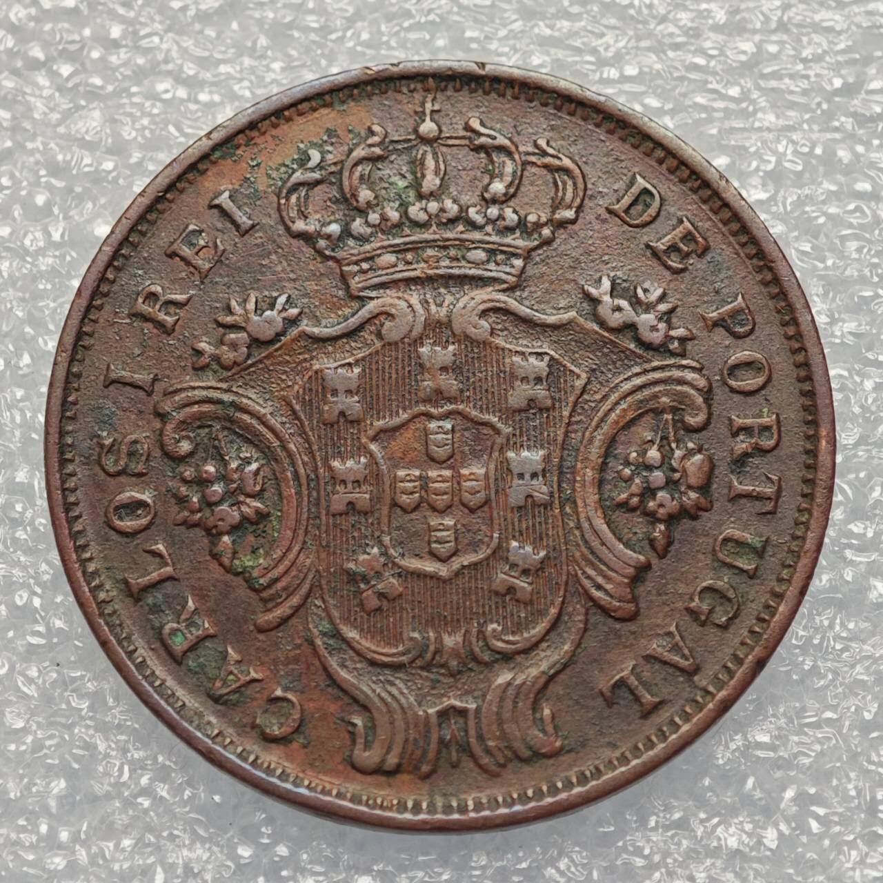  【淘币小摊】限时拍第八百八十六拍   黎巴嫩圣马力诺希腊荷兰场    每周一统一发货 亚速尔岛1901年5瑞斯铜币 km16