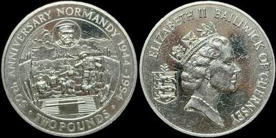 ＜星葵🌻钱币社＞第72期·东奔西走的硬币·3月31日发货 - 〈发行量49000〉根西岛1994年诺曼底登陆50周年2镑克朗型纪念币