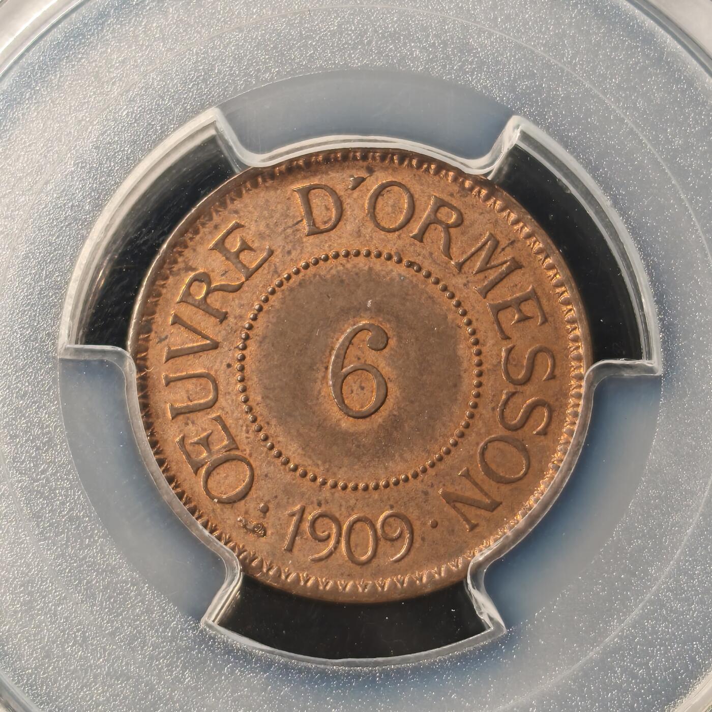 Krab外币市集Vol.28 PCGS MS64RB 法国1909年6分Jeton