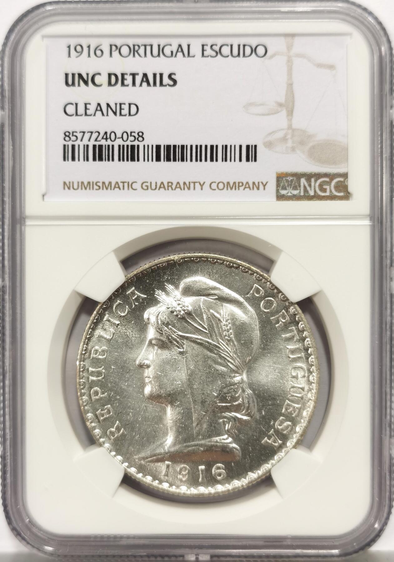 博洋堂“芳菲春韵”3月精品大拍专场暨第166期（全场包邮） NGC UNCD 葡萄牙1916年1埃斯库多银币 转光非常好 NGC抽风严评了 实物状态完全有62以上