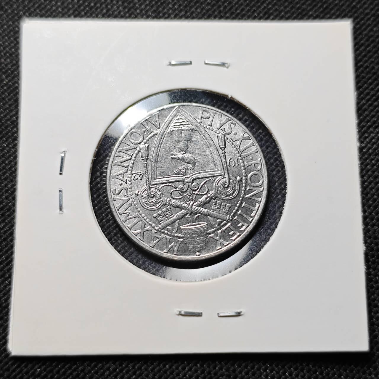 KK钱币收藏小铺  第409期 2月预留时间 周末发货  1942梵蒂冈50分 好品