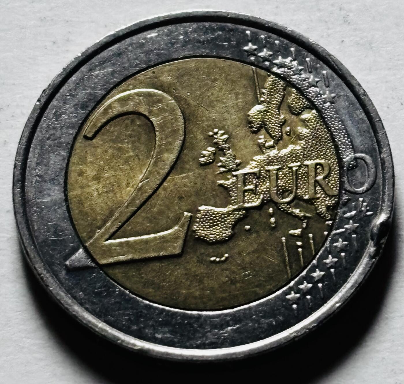 文馨钱币收藏第 298 场，长期接代拍业务 法国2008年纪念币 欧盟轮值主席国 2欧纪念币