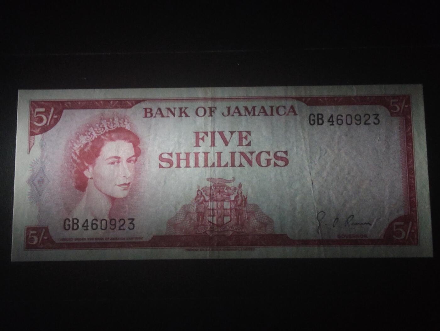 2026三月第四期，总221期 牙买加1960版5先令AUNC，小皇冠女王和山涧小溪