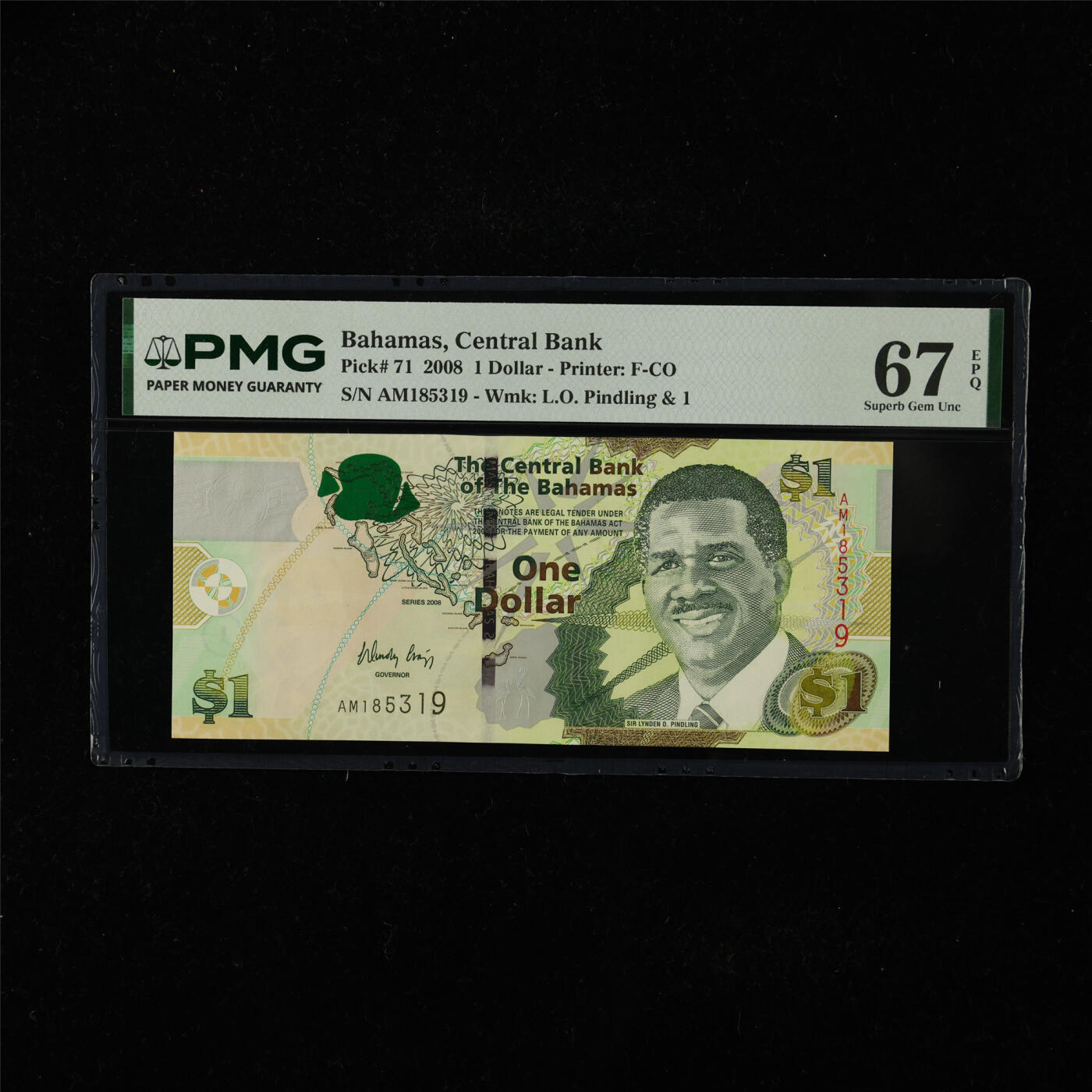 【亘邦集藏】第224期拍卖 2008年 巴哈马1元 PMG 67EPQ AM185319