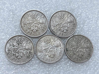 第一海外回流一元起拍收藏 散集专场  第307期 - 英国6便士硬币 5枚