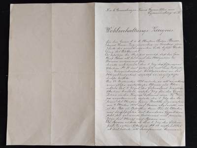 凯旋世界勋赏（第23期）（欢迎送拍）（对拍品有疑问请询问客服，不接受到手刀，出价默认拍品品相。请认真阅读拍卖规则！出价默认已认可！）（收到货请录制开箱视频，无视频概不处理问题。） - 奥匈帝国 服役表现证明/贵族身份推荐授予信 1912年 由退役少将 弗兰茨·西普拉·埃德勒·冯·西普伦堡 亲笔书写 并亲笔签名签发，给时任上校 安东·鲍尔，回顾了鲍尔在1878年波斯尼亚占领行动中的英雄事迹，当作证明材料给鲍尔申请贵族头衔背书