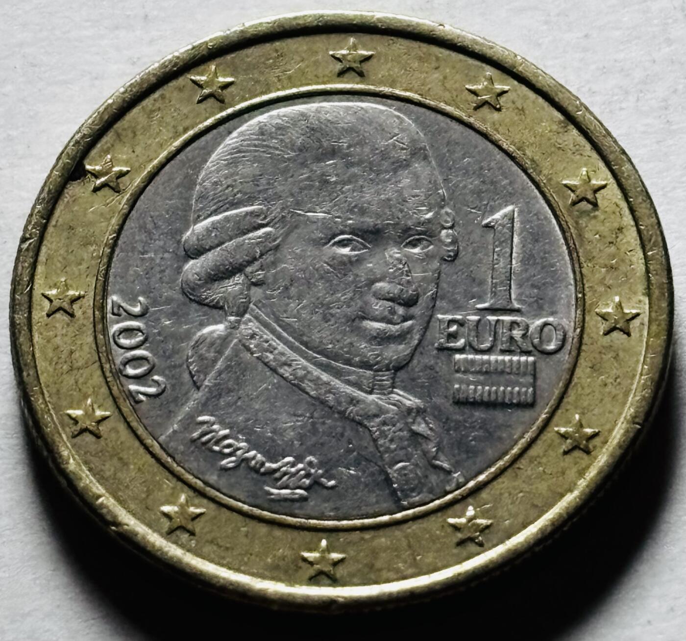 文馨钱币收藏第 298 场，长期接代拍业务 2002 年奥地利 1 欧元 第一版首发