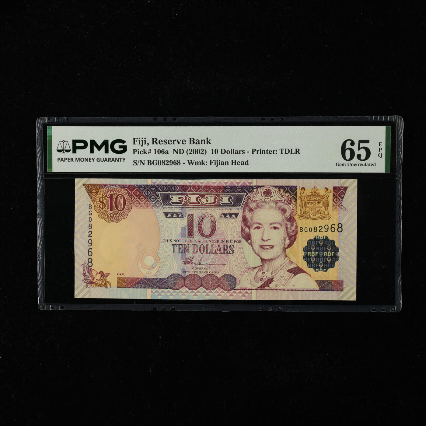 【亘邦集藏】第224期拍卖 2002年 斐济10元 PMG 65EPQ BG082968