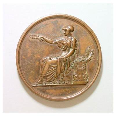 法国1860年雅典娜女神坐人坐像 高浮雕大铜章 42MM - 法国1860年雅典娜女神坐人坐像 高浮雕大铜章 42MM