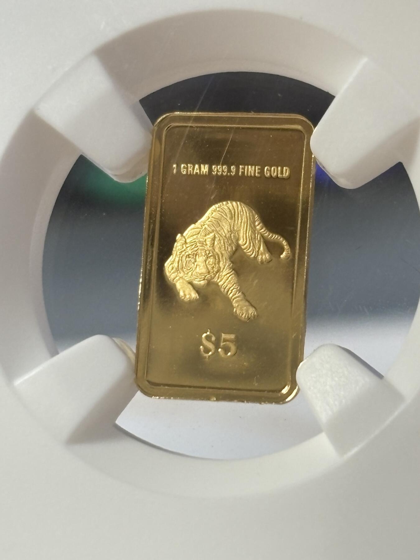 第194期拍卖 新加破2022年十二生肖虎年1克纪念金币NGC-PF69原盒证书，9999金，发行3000枚