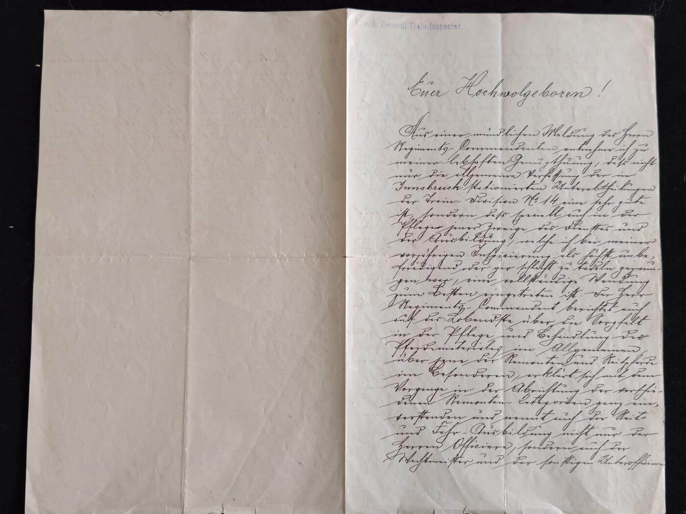 凯旋世界勋赏（第23期）（欢迎送拍）（对拍品有疑问请询问客服，不接受到手刀，出价默认拍品品相。请认真阅读拍卖规则！出价默认已认可！）（收到货请录制开箱视频，无视频概不处理问题。） 奥匈帝国 亲笔表扬/嘉奖信 1900年 由帝国补给总监 劳舍尔少将 亲笔书写，并亲笔签名签发，给时任少校 安东·鲍尔，在鲍尔调任因斯布鲁克第14分队指挥官后，极度赞扬了鲍尔的管理能力，将一个此前表现极差的单位并令其脱胎换骨