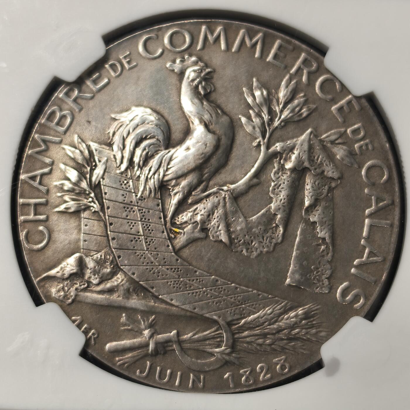 Krab外币市集Vol.28 NGC UNCD 法国加莱商会大银章 34g 1argent