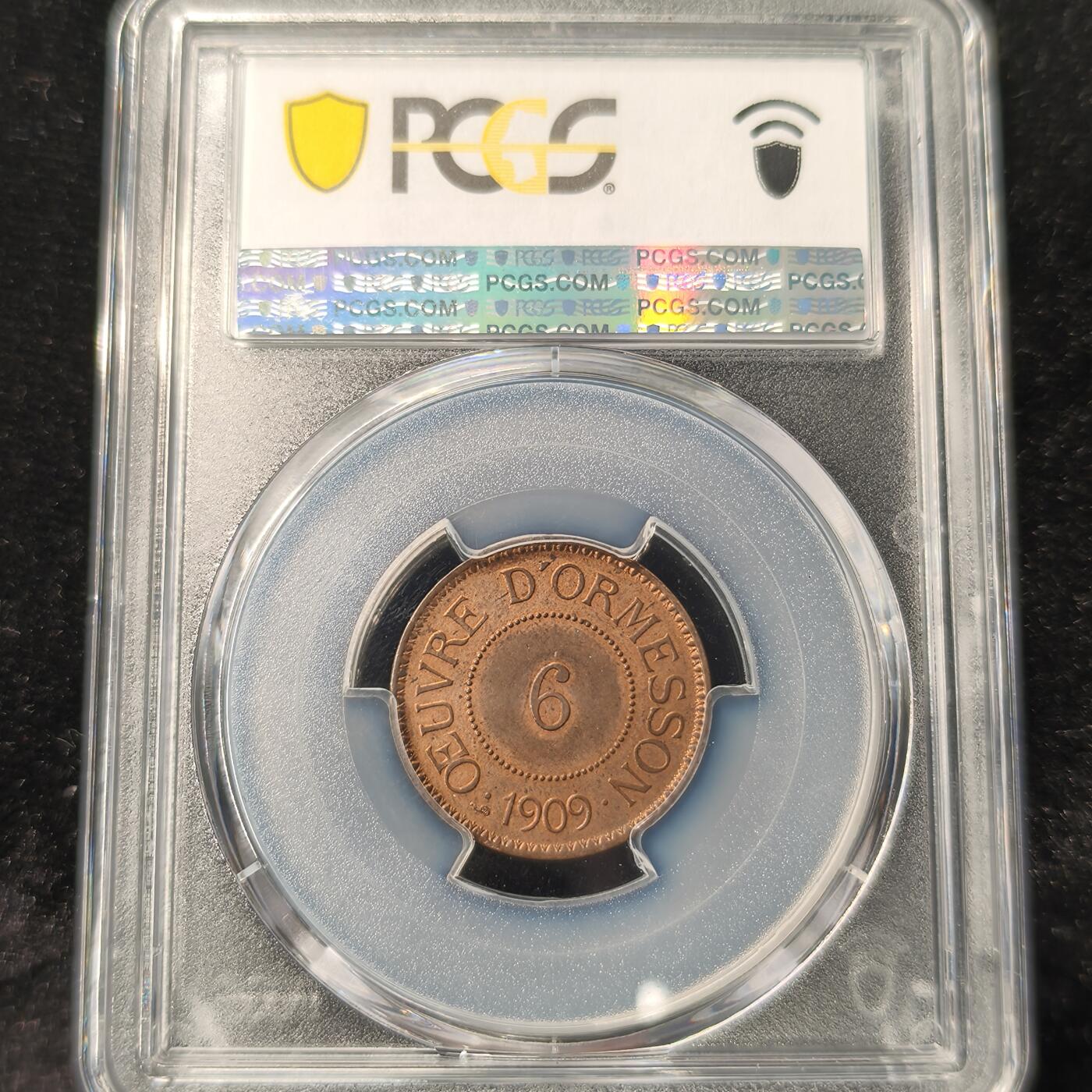 Krab外币市集Vol.28 PCGS MS64RB 法国1909年6分Jeton