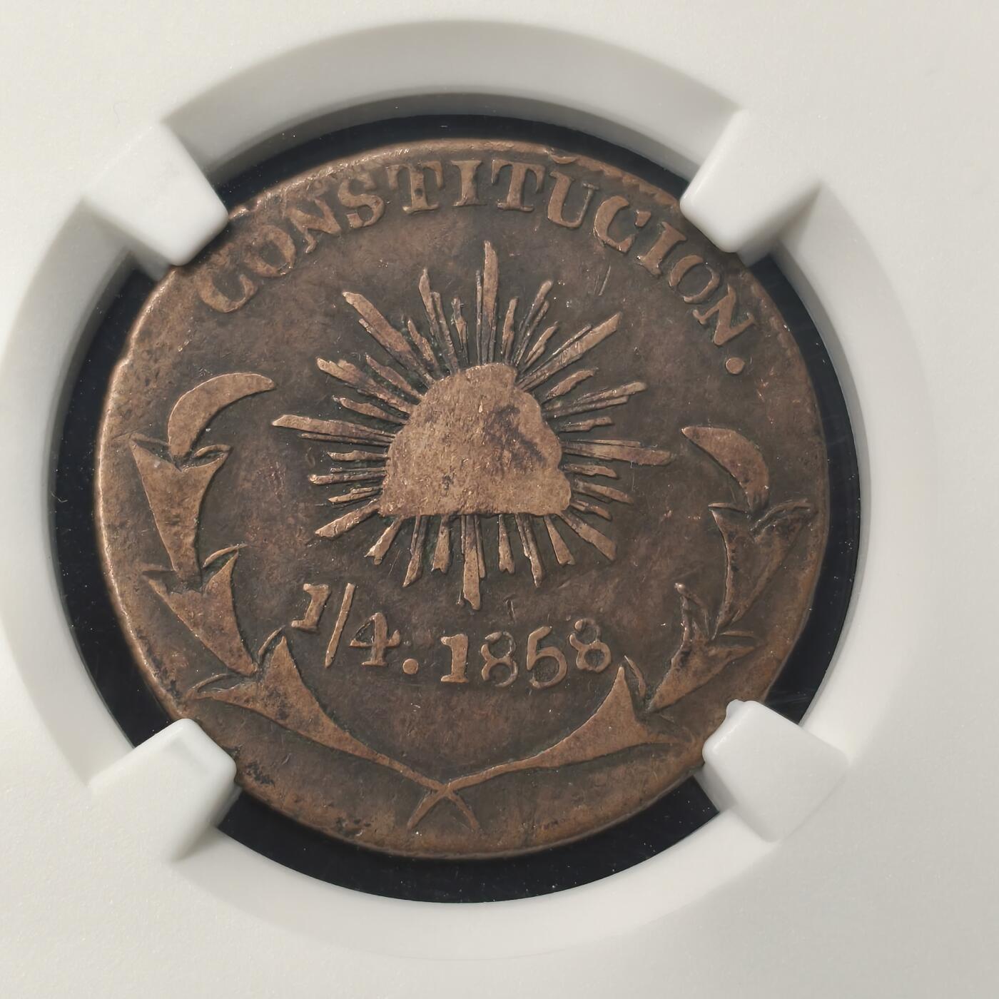 Krab外币市集Vol.28 NGC F15BN 墨西哥1858年1/4里亚尔 rare