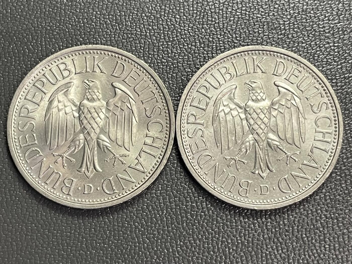 回流0328 美品 联邦德国（西德）1979年1马克两枚 联邦鹰