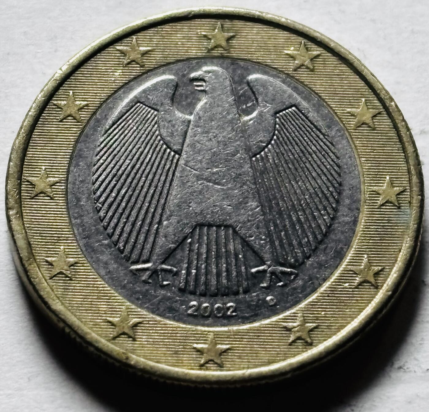 文馨钱币收藏第 298 场，长期接代拍业务 2002 年德国 1 欧元 第一版首发 D 版