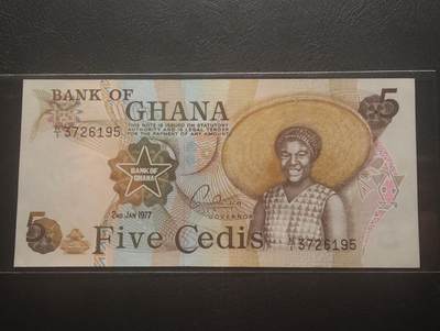 2026三月第四期，总221期 - 加纳1977年5塞地UNC微潮首冠N/1 呲牙乐的黑鬼和传统民居