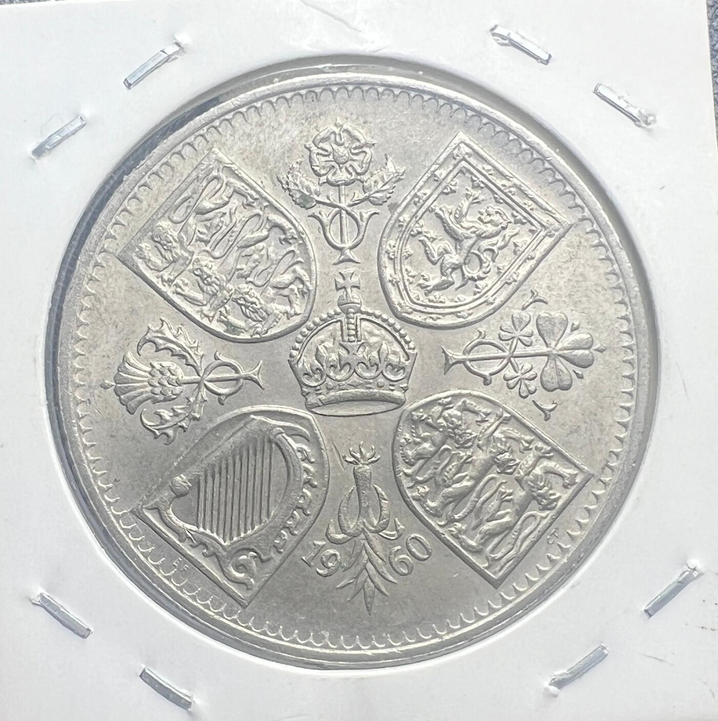 1960 年英国伊丽莎白二世 5 先令纪念币 四国纹章 博览会克朗