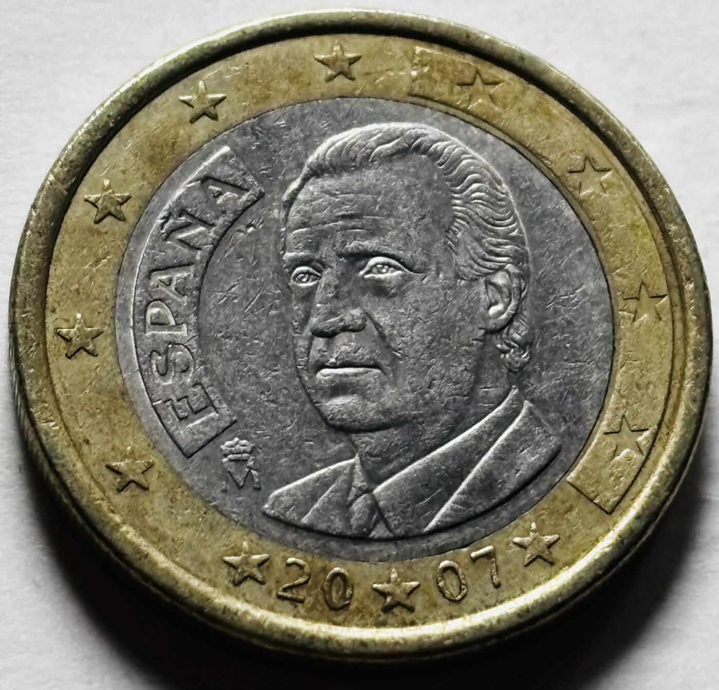 文馨钱币收藏第 298 场，长期接代拍业务 2007 年西班牙 1 欧元