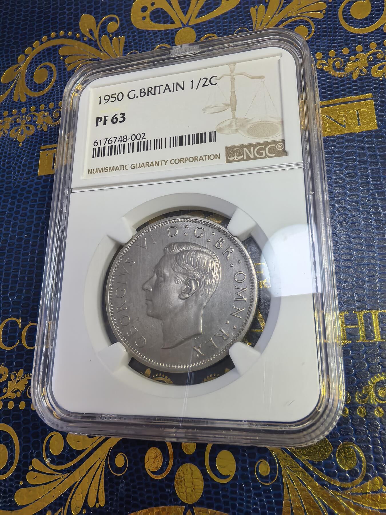 长老汇马年精选第十三场拍卖 1950英国乔治六世1/2克朗精制铜镍币，NGC PF63