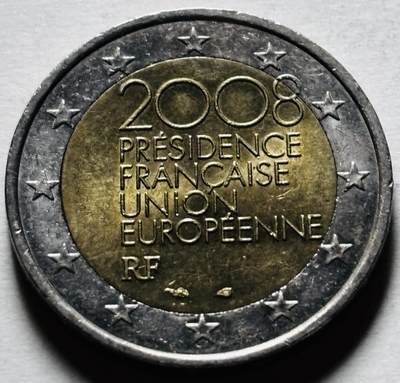 文馨钱币收藏第 298 场，长期接代拍业务 - 法国2008年纪念币 欧盟轮值主席国 2欧纪念币