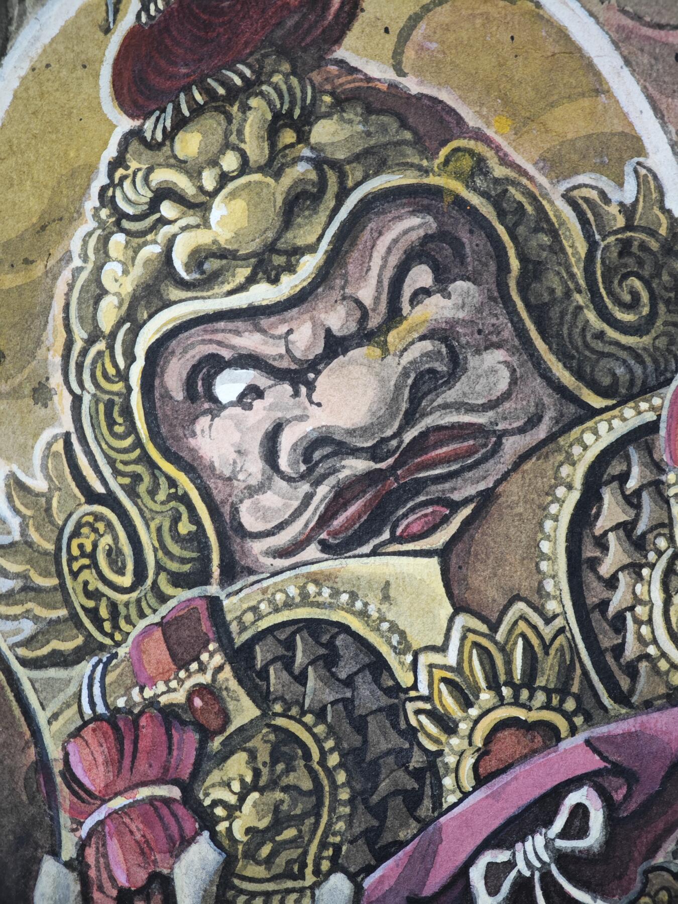 白泽拍卖卡牌手绘专场第34期（花朝去了又春分 草如茵 柳烟新） 2025 刘晓明手绘画 巨灵神 尺寸：34.7cm*68.8  刘晓明钤印