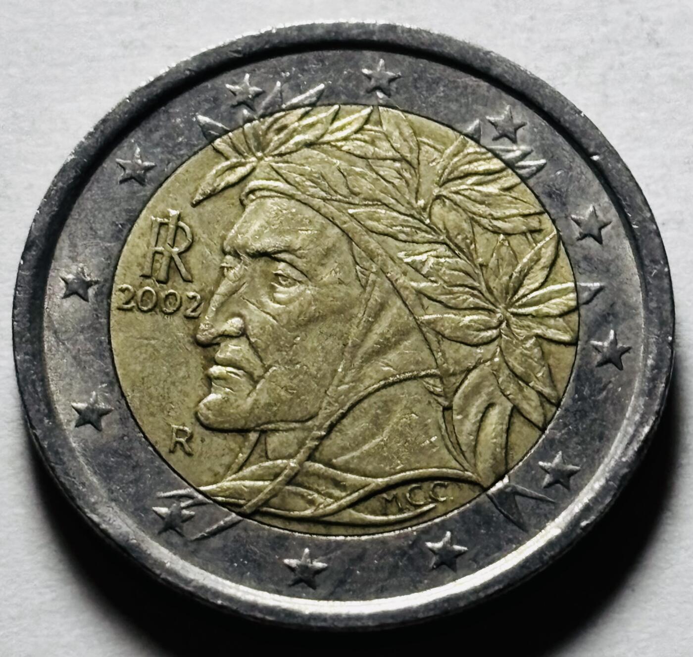 文馨钱币收藏第 298 场，长期接代拍业务 2002 年意大利 2 欧元 第一版首发