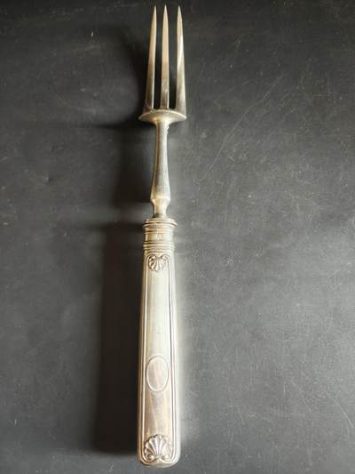 老王徽章第190期 - 法国银叉子    密涅瓦1级银标    950银     长度30mm    重量219.3g