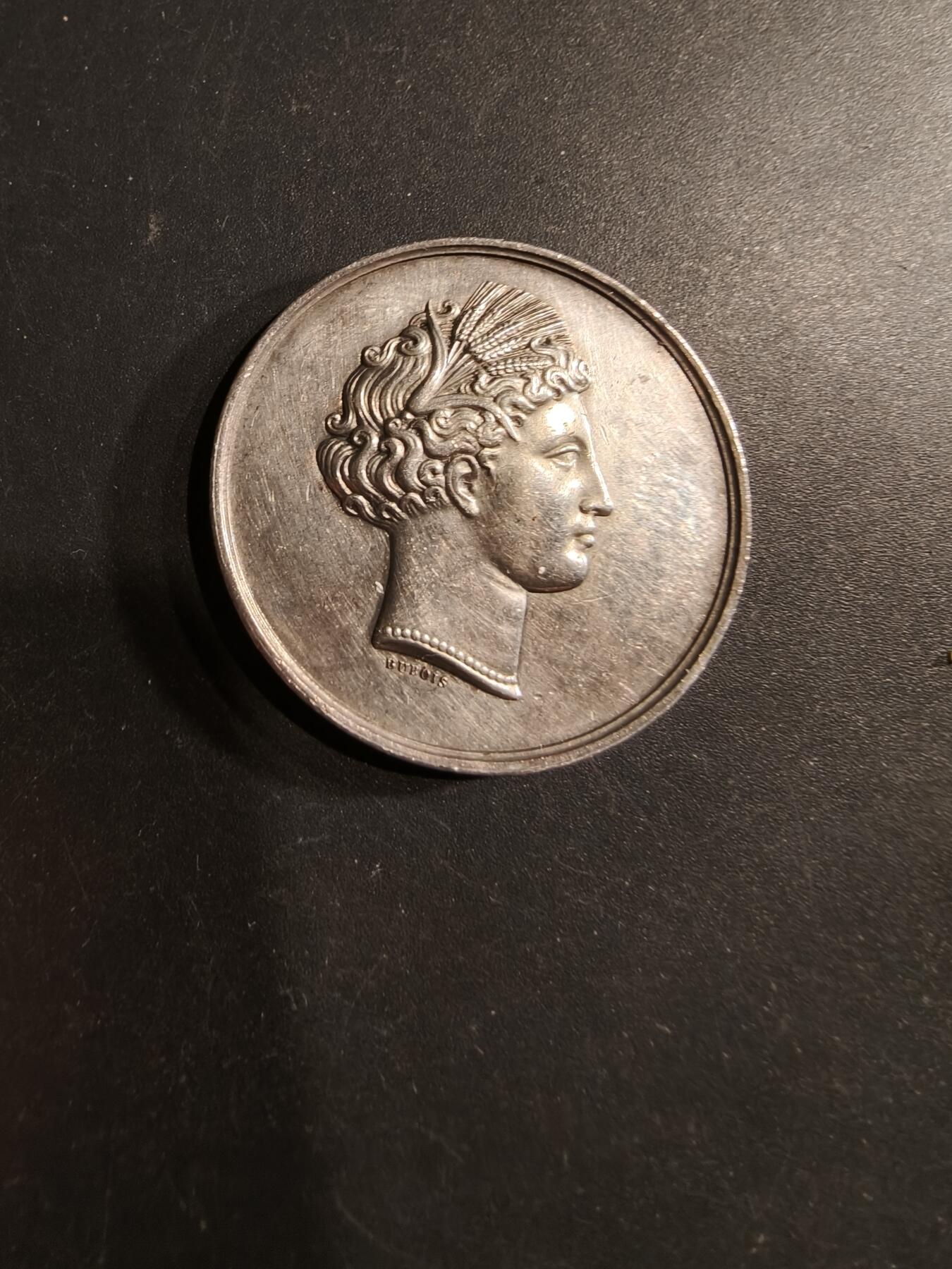 老王徽章第190期 法国农业委员会大银章    早期手指950银标     直径33mm    重量16.9g