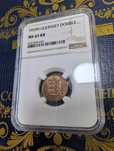 长老汇马年精选第十三场拍卖 - 1929H根西1道布铜币，NGC MS65RB，冠军，7.9万枚