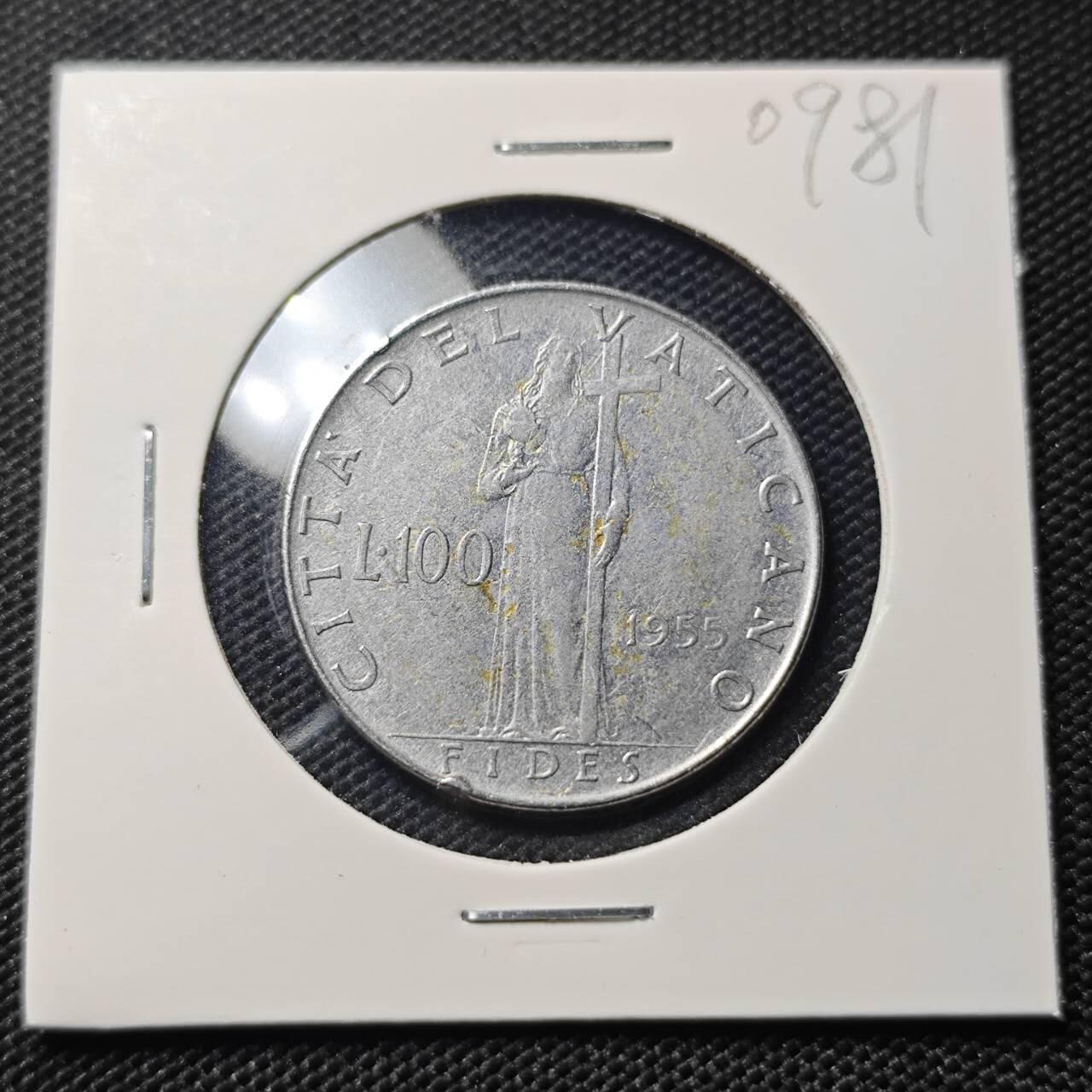 KK钱币收藏小铺  第409期 2月预留时间 周末发货 1955 梵蒂冈100里拉