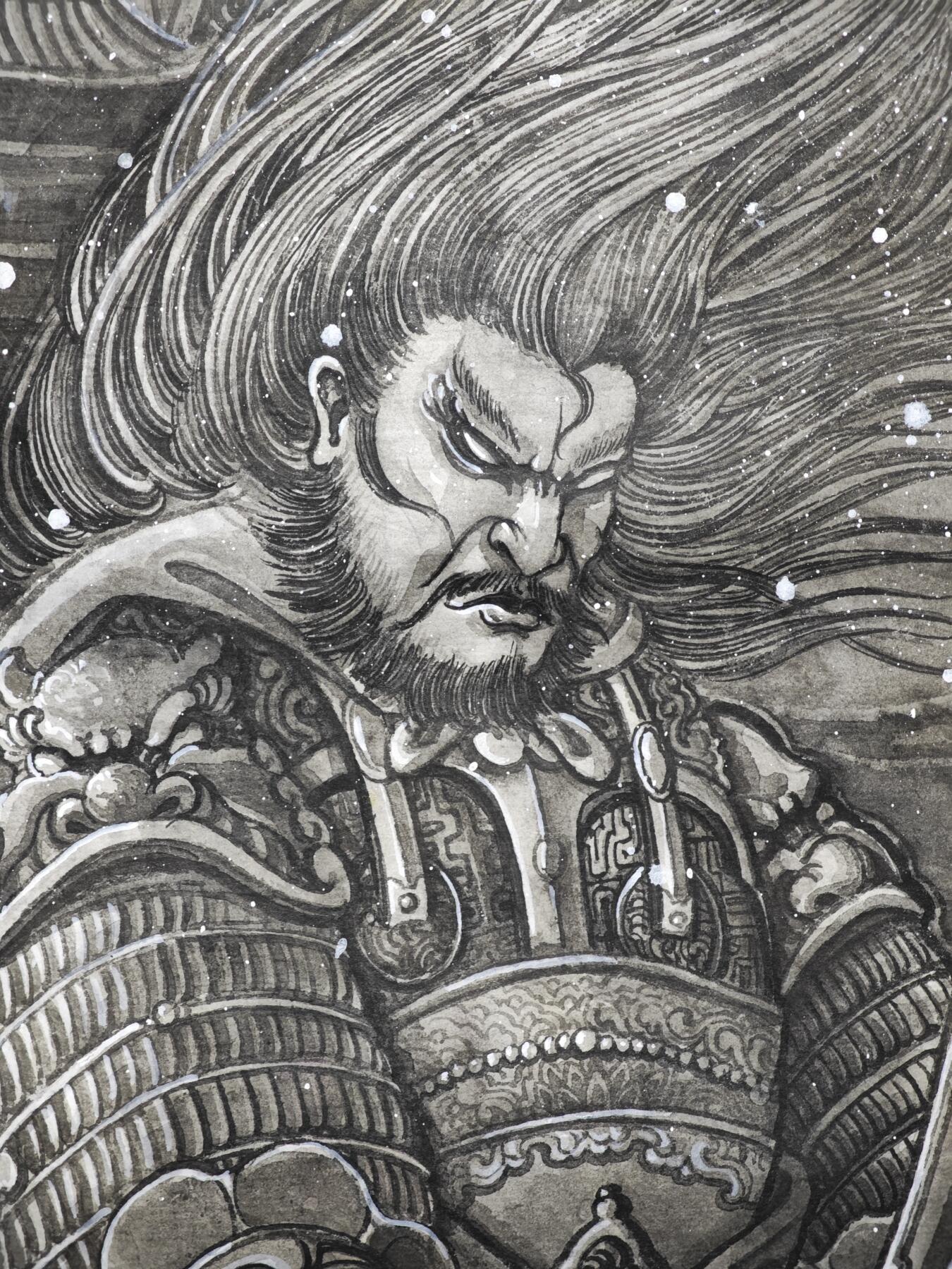 白泽拍卖卡牌手绘专场第34期（花朝去了又春分 草如茵 柳烟新） 2025 刘晓明手绘画 倾城 尺寸：38.5cm*95.7cm  刘晓明钤印