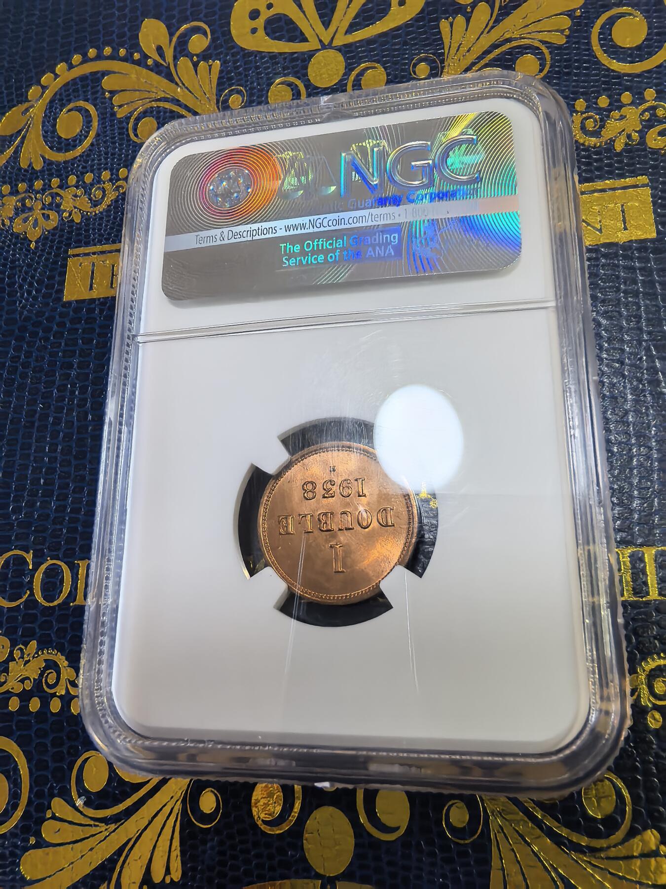 长老汇马年精选第十三场拍卖 1938H根西1道布铜币，NGC MS66RD，亚军，更高1枚，9.6万枚