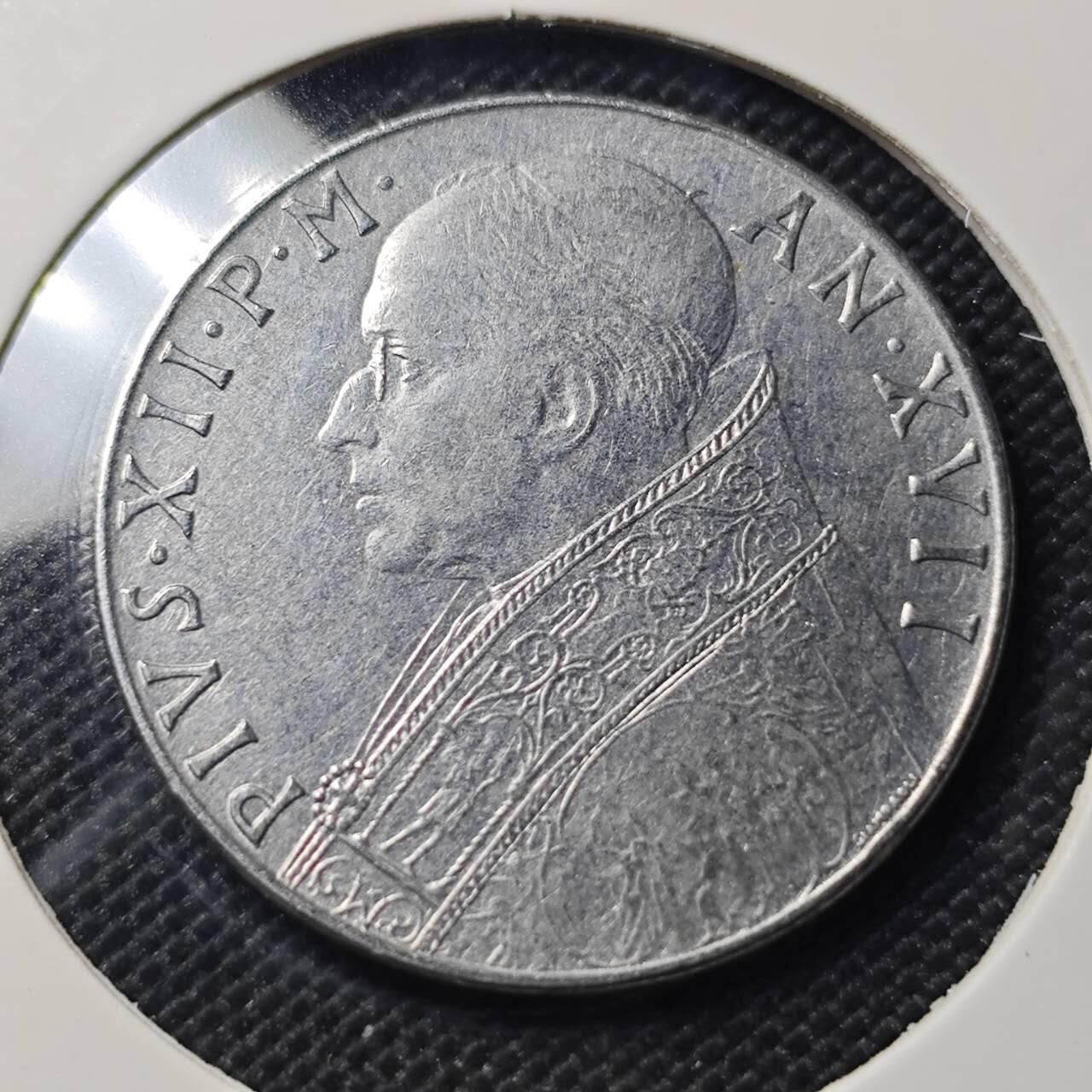 KK钱币收藏小铺  第409期 2月预留时间 周末发货 1955 梵蒂冈100里拉