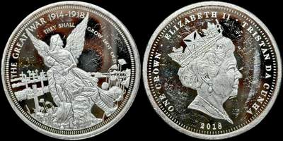 ＜星葵🌻钱币社＞第72期·东奔西走的硬币·3月31日发货 - 〈发行量9999〉特里斯坦·达库尼亚2018年一战纪念颂歌·他们永不衰老1克朗镀银纪念币