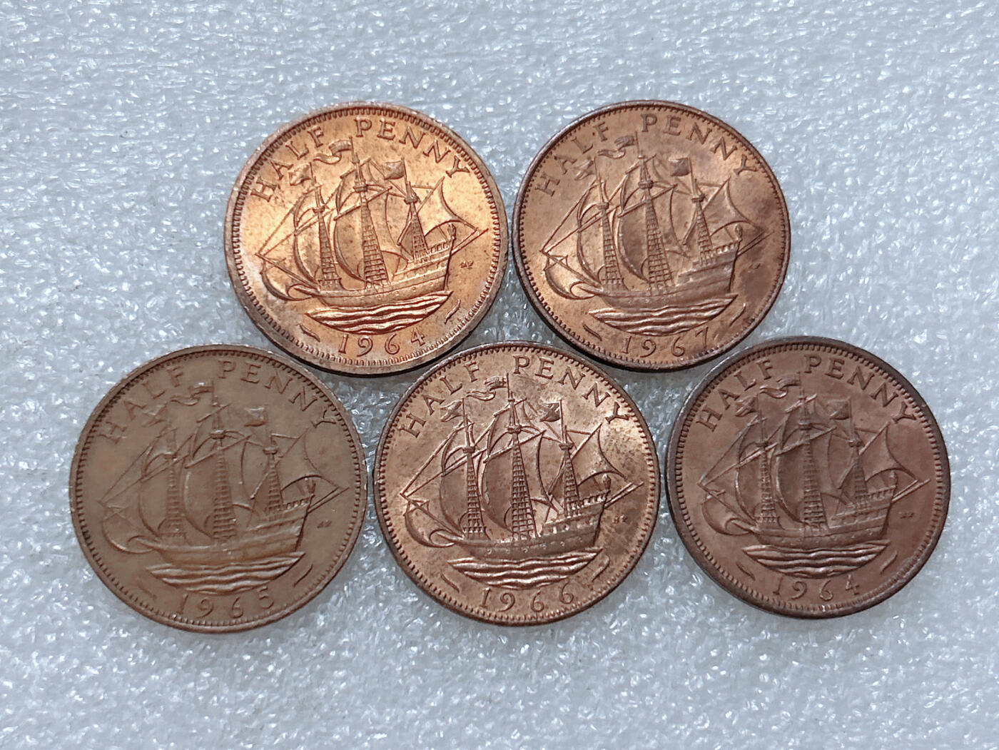 第一海外回流一元起拍收藏 散集专场  第307期 英国伊丽莎白二世1/2便士铜币 5枚