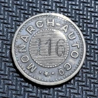 外国优质老铜币银币苏联纪念章，每周六晚九点倒数截拍，满百包邮可寄存，持续收拍 - 英国Monarch Auto Co. 发行的 2 便士代用币，正面刻有公司编号与名称，背面标注面值与 “VALUE” 字样，是早期汽车行业代币的实物遗存，见证近代商业支付体系，小众收藏辨识度高。