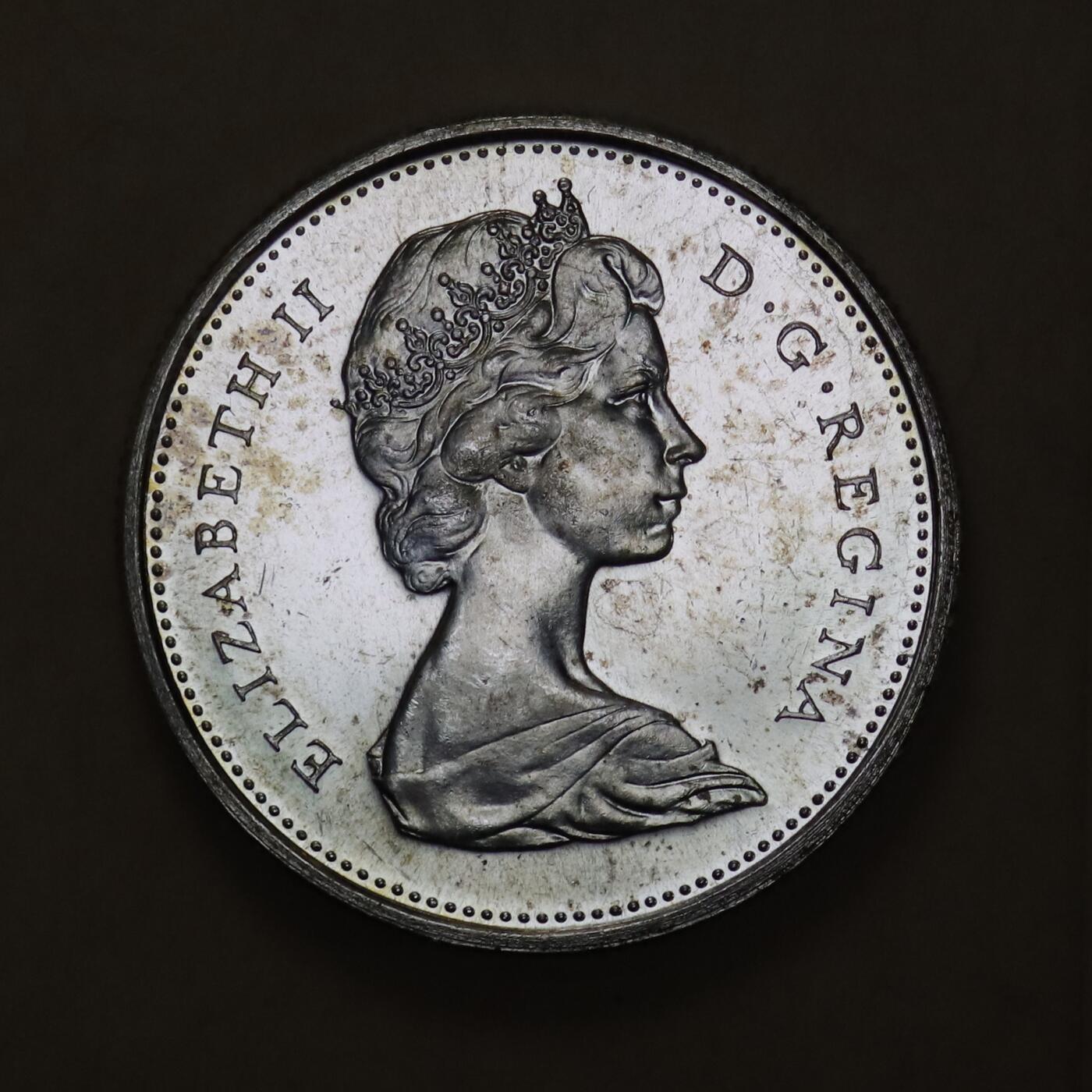 观钱 近现代机制币拍卖No.006（全场顺丰包邮，不区分偏远地区）  加拿大 1967 年联邦百年 25 分猞猁纪念银币 卷拆全新未使用