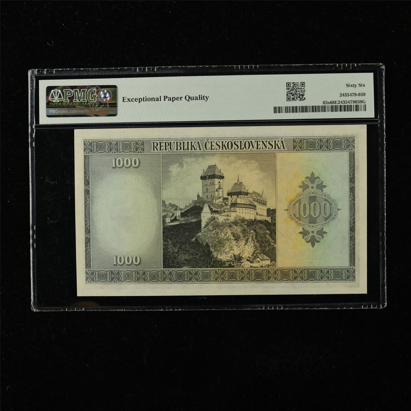【亘邦集藏】第224期拍卖 1945年 捷克斯洛伐克共和国样钞1000克朗 PMG 66EPQ BC923940