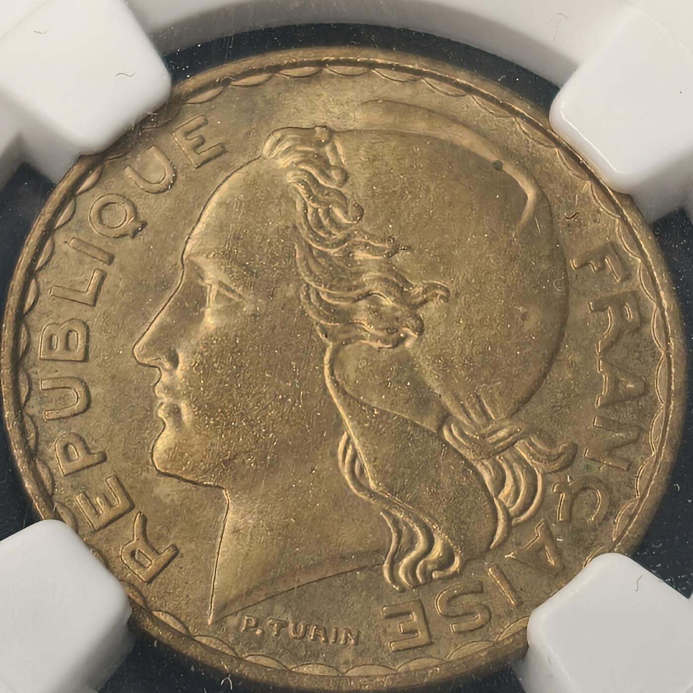 Krab外币市集Vol.28 NGC MS65 法国1950年20法郎样币