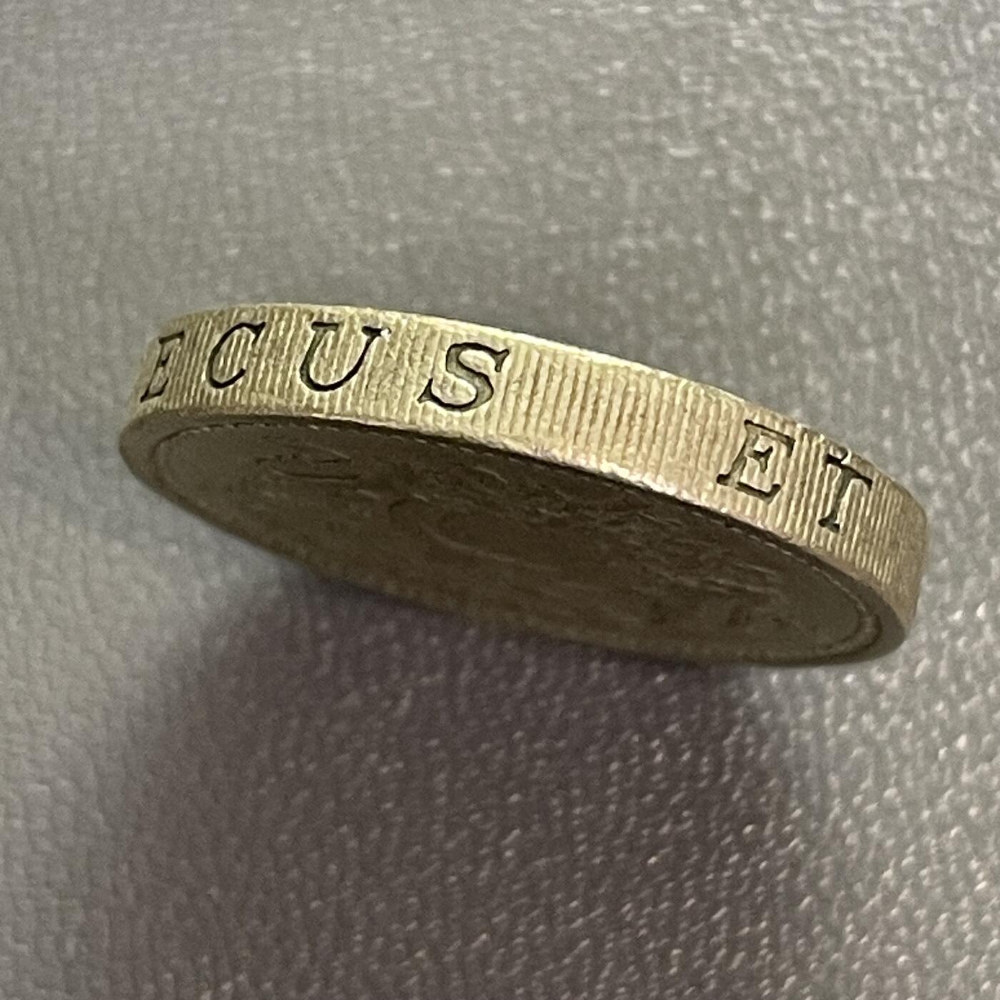 回流0328 英国1983年1英镑加厚铜币 狮马盾徽