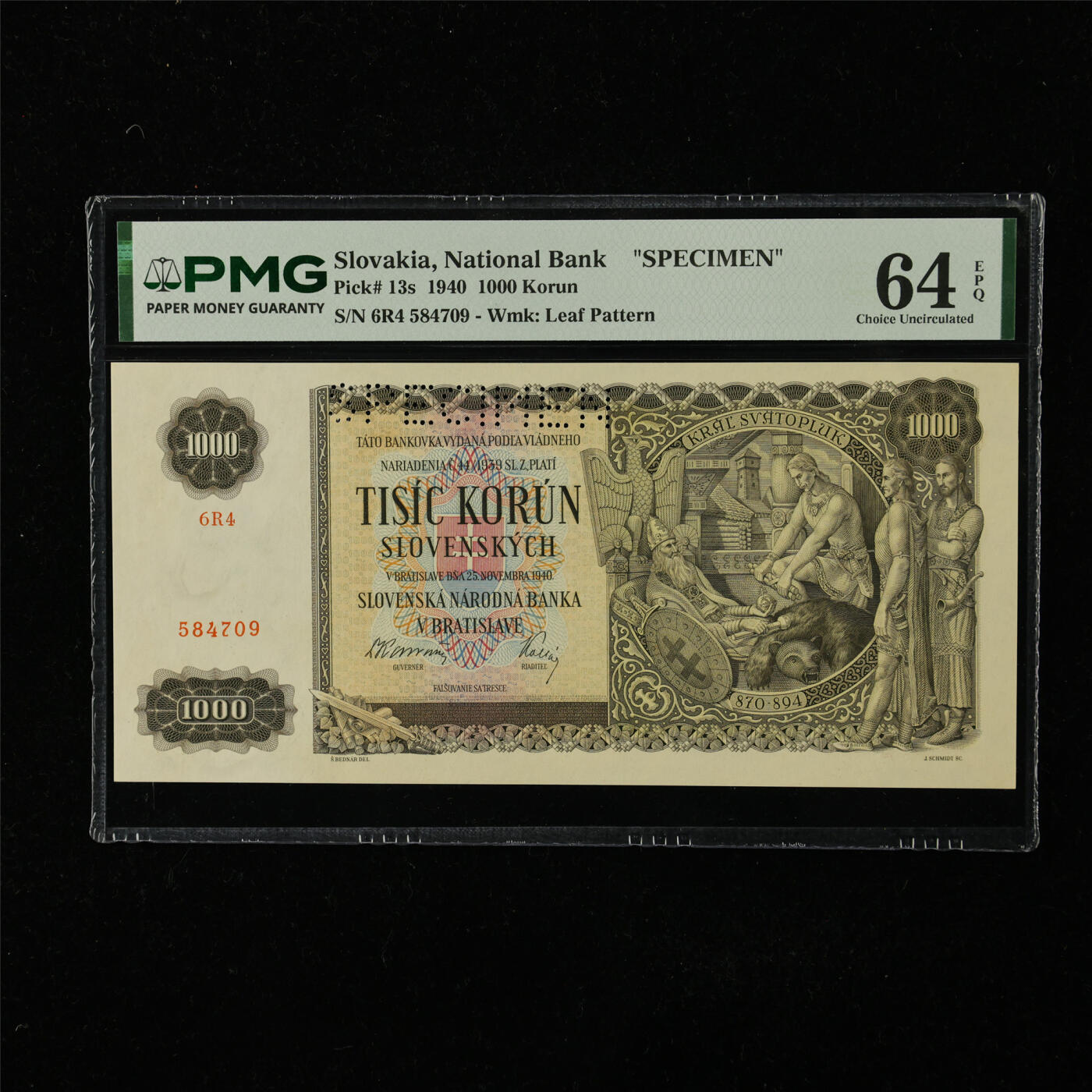 【亘邦集藏】第224期拍卖 1940年 斯洛伐克国家银行样钞1000克朗 PMG 64EPQ 6R4 584709