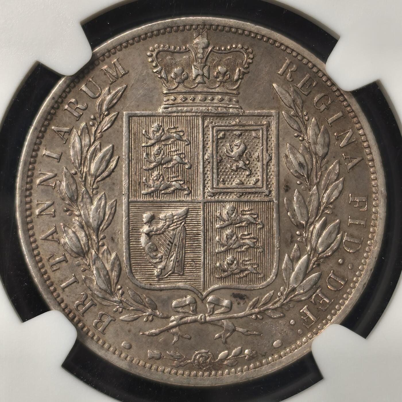 Krab外币市集Vol.28 NGC AU53 英国1887年维多利亚young head 1/2克朗 发行量261700枚 keydate
