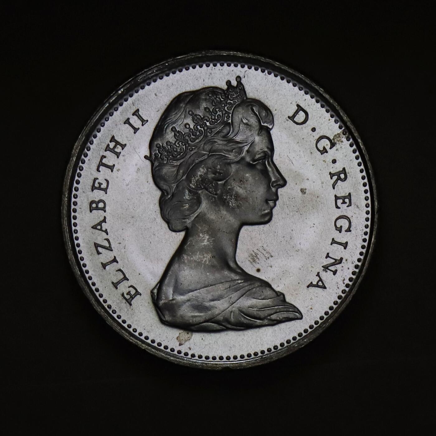 观钱 近现代机制币拍卖No.006（全场顺丰包邮，不区分偏远地区）  加拿大 1967 年联邦百年 25 分猞猁纪念银币 卷拆全新未使用