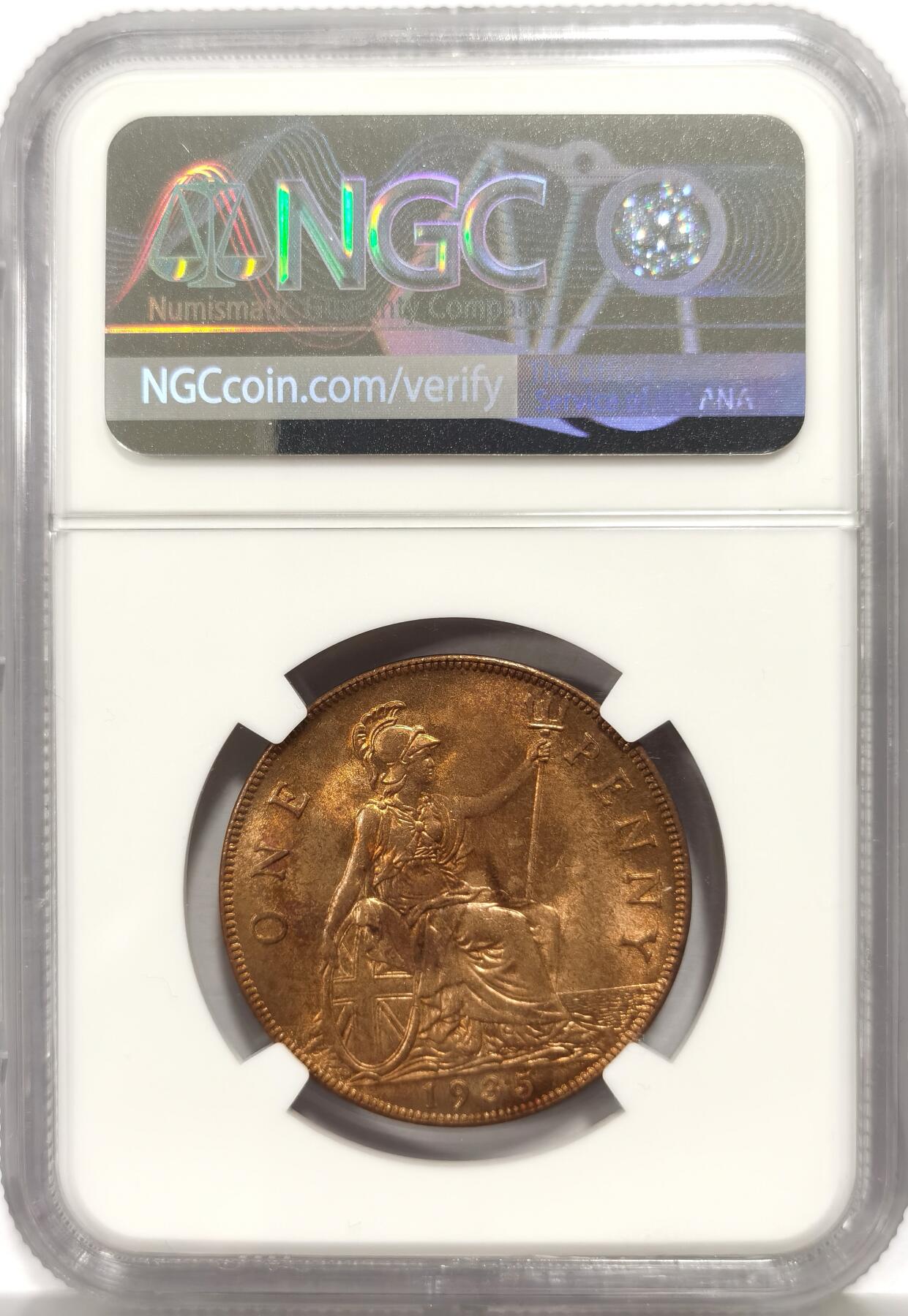 博洋堂“芳菲春韵”3月精品大拍专场暨第166期（全场包邮） NGC MS66RB 英国1935年乔治五世1便士铜币 原厂红棕光 打制深峻 细节优秀 NGC评级冠军分