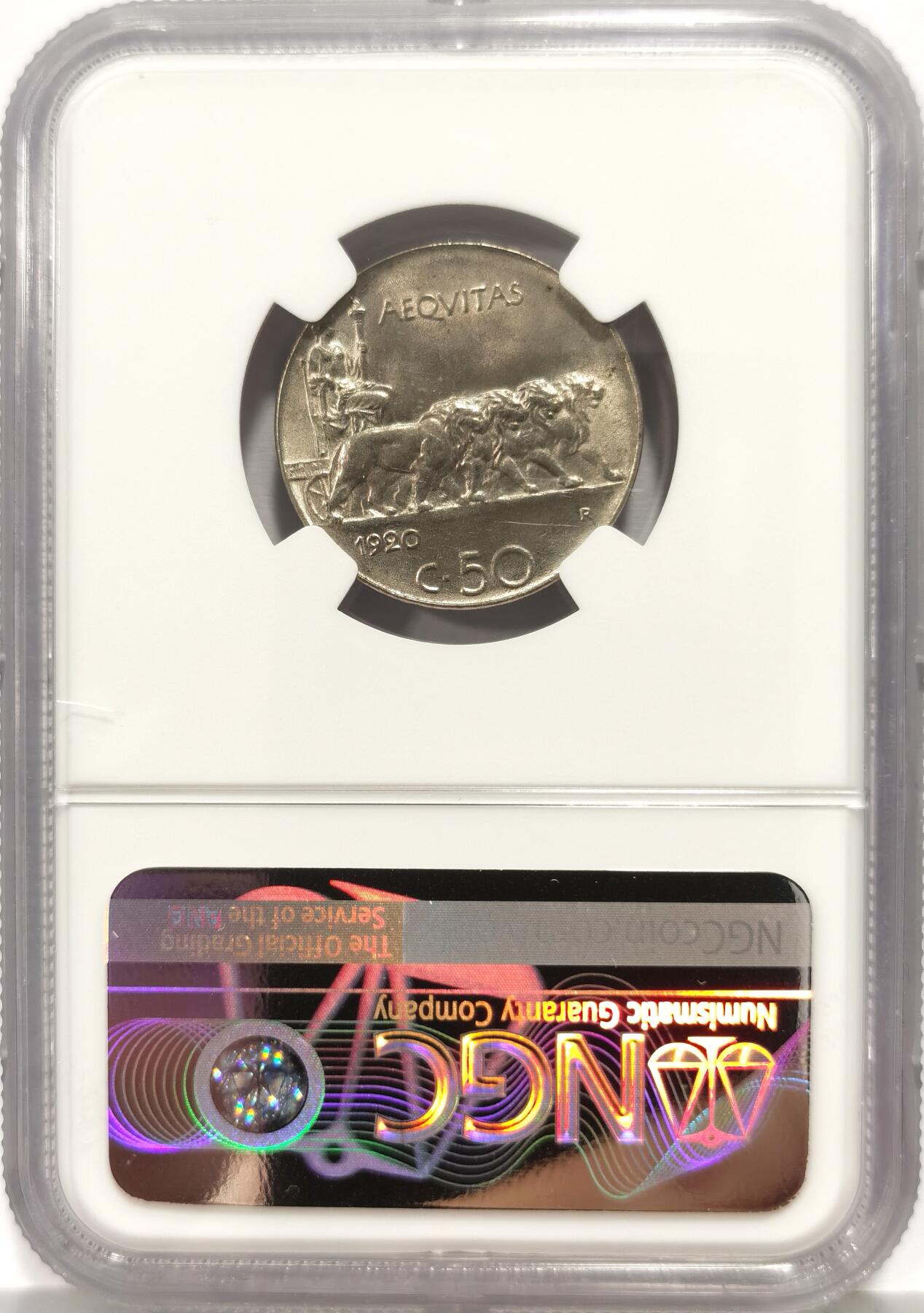 博洋堂“芳菲春韵”3月精品大拍专场暨第166期（全场包邮） NGC MS64 意大利1920年伊曼纽尔三世狮子战车50分 少见高分品相 博洋堂之前有枚同分拍了九百多（不含佣金）