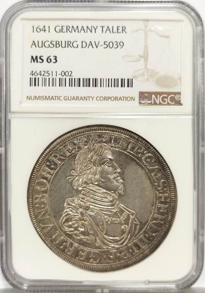 博洋堂“芳菲春韵”3月精品大拍专场暨第166期（全场包邮） - NGC MS63 德国奥格斯堡1641年城市景观大泰勒，名誉景观品种，发丝胡须细节令人惊叹，背面更是堪称完美，顶级收藏佳品